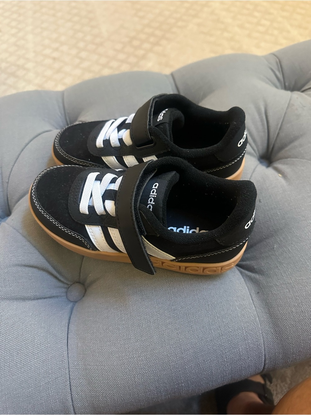 adidas Kids Black and White Sneakers with Gum Outsole